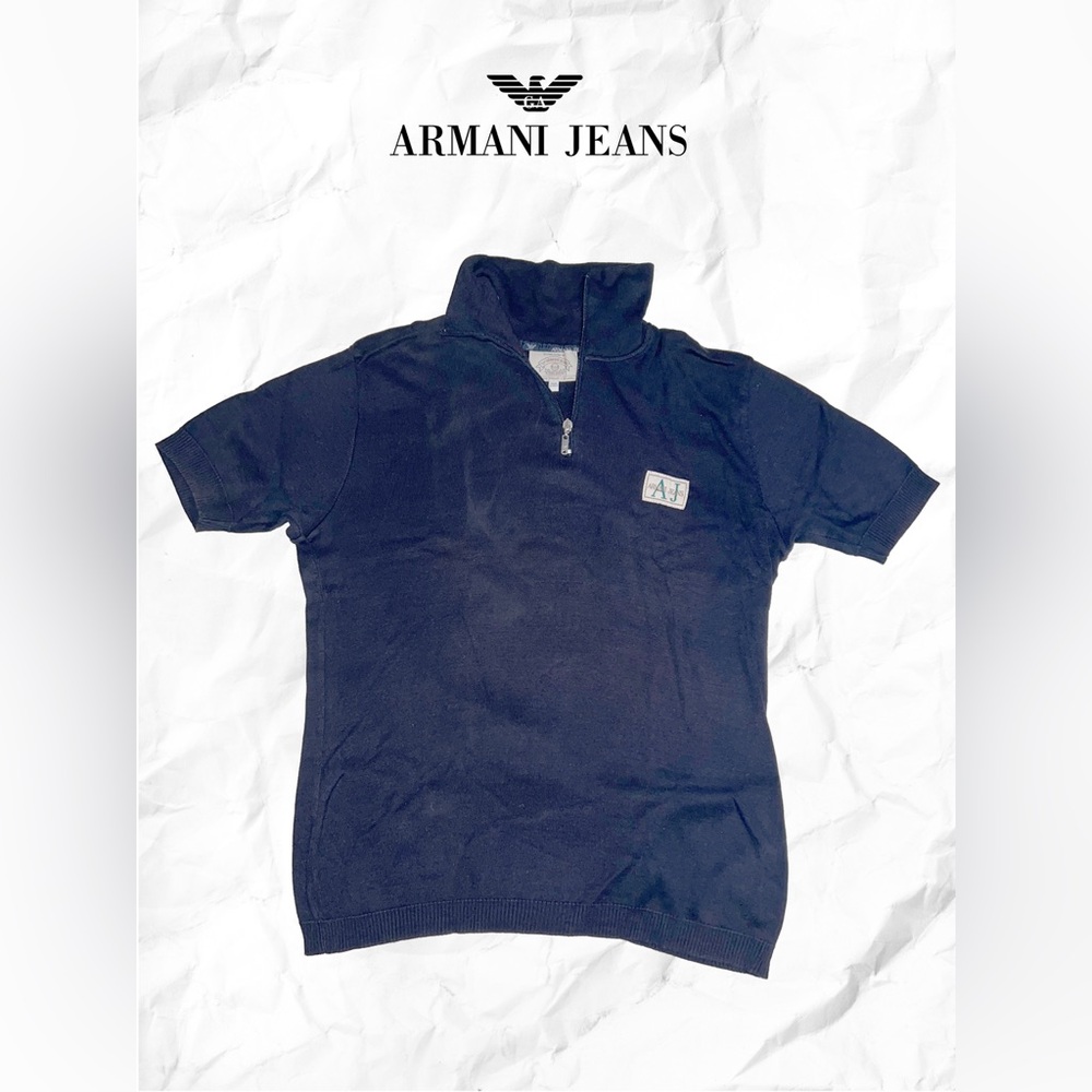Armani Jeans Dark Blue Half-Zip Lightweight Sweater